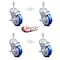 Service Caster 4 Inch Blue Polyurethane Swivel 3/8 Inch Threaded Stem Caster Set with Brake SCC-TS20S414-PPUB-BLUE-TLB-381615-4 - alternate 4